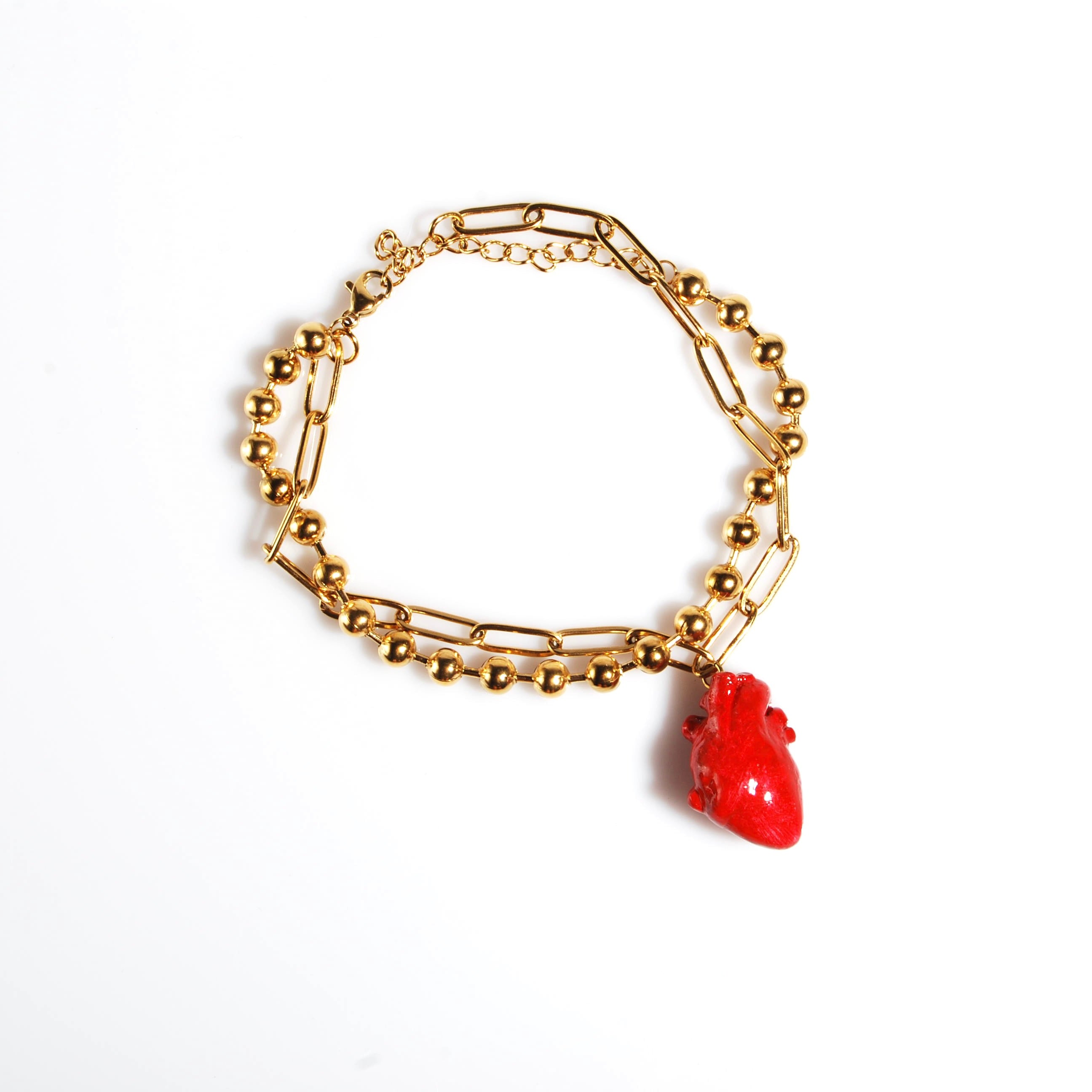 Bracciale Cuore Anatomico - Catena Doppia