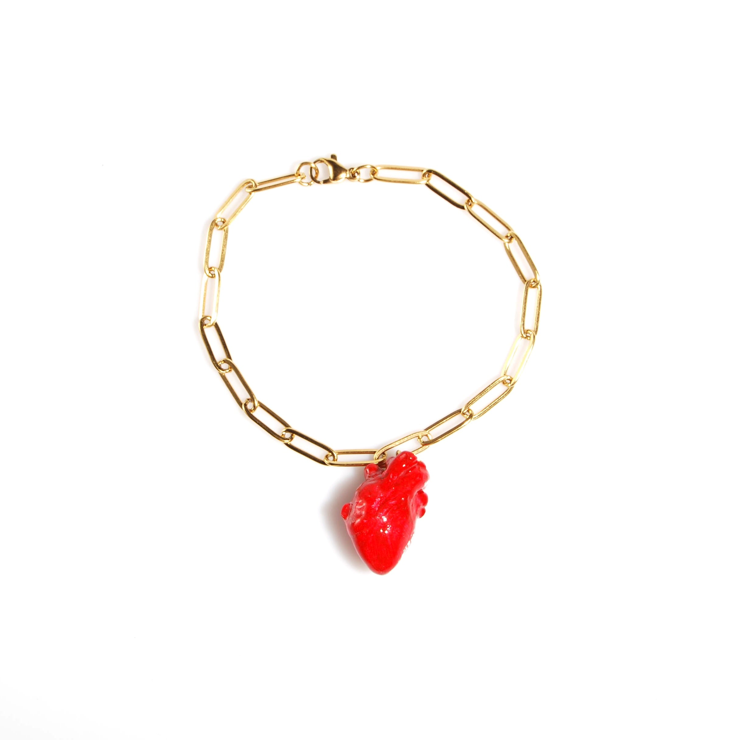 Bracciale Cuore Anatomico - Catena Rettangolare
