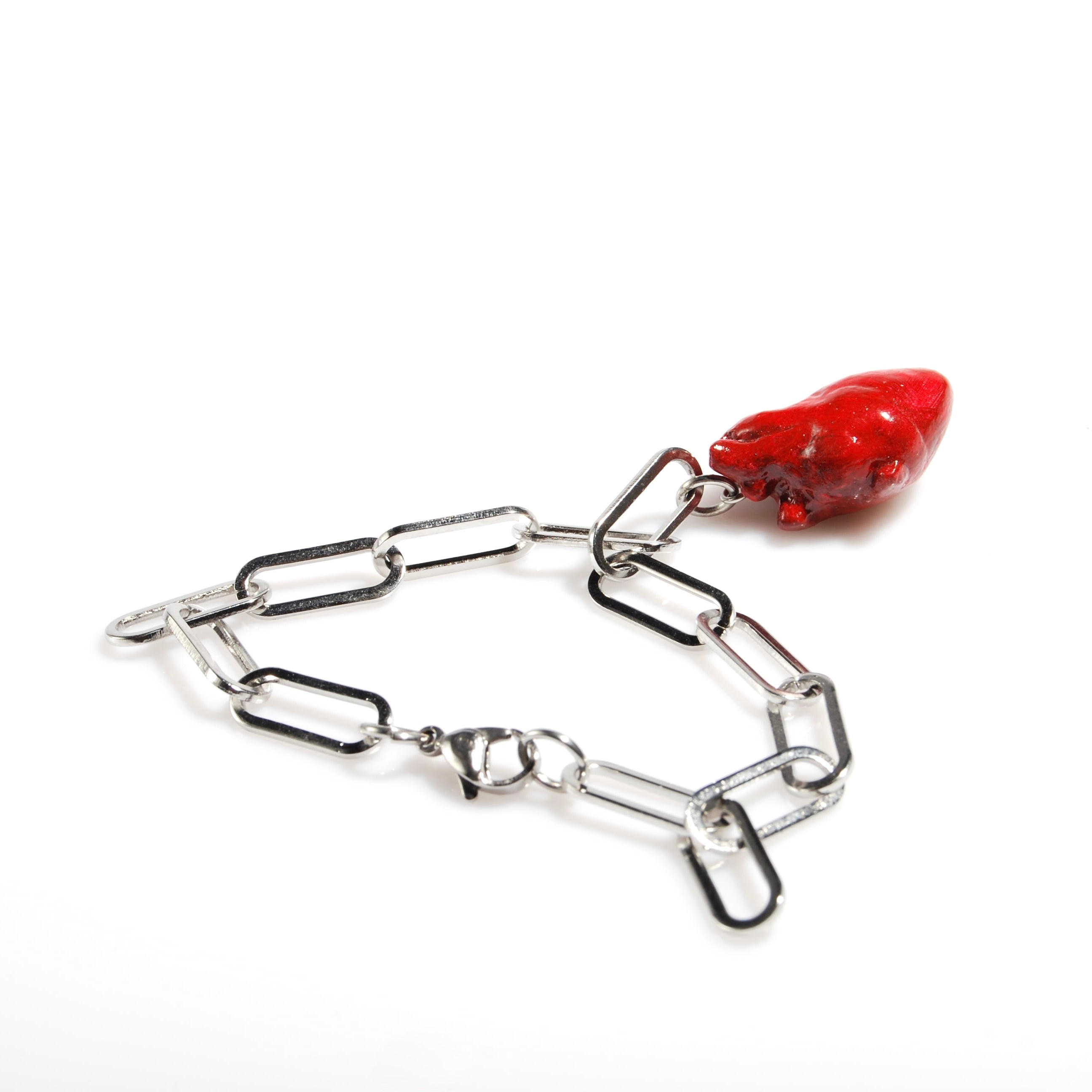 Bracciale Cuore Anatomico - Catena Rettangolare