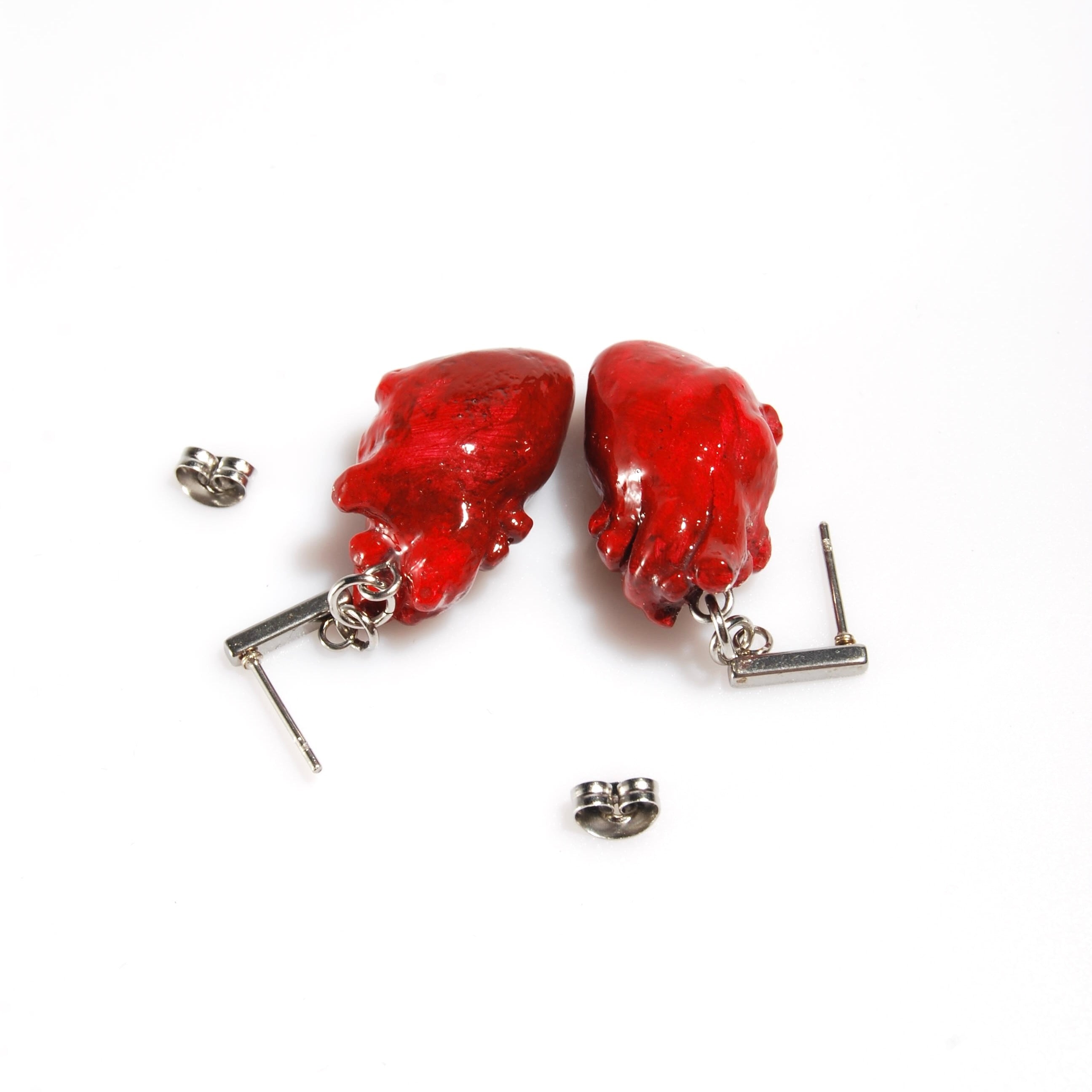 Orecchini Cuore Anatomico - Perno Rettangolare