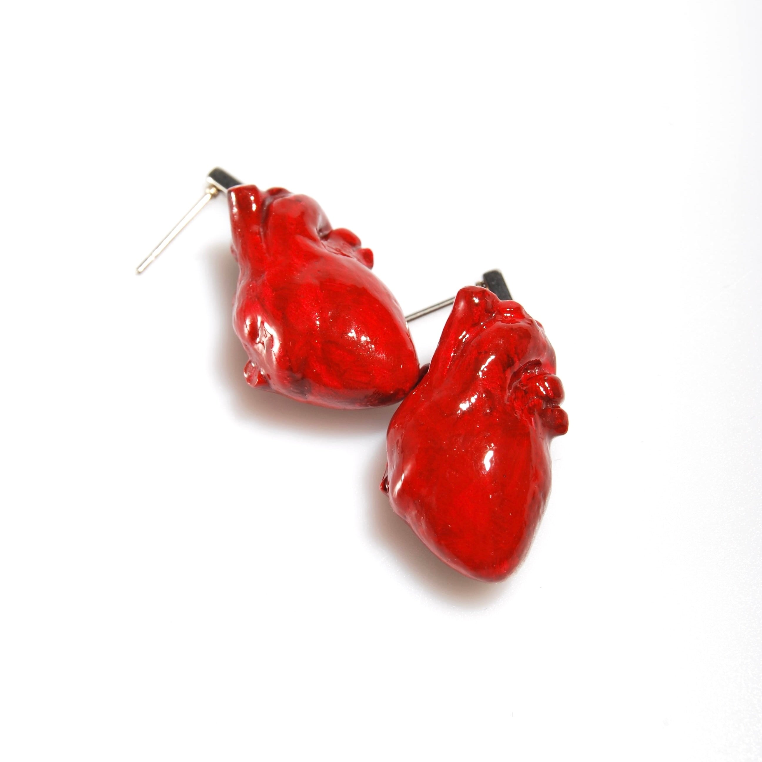 Orecchini Cuore Anatomico - Perno Rettangolare