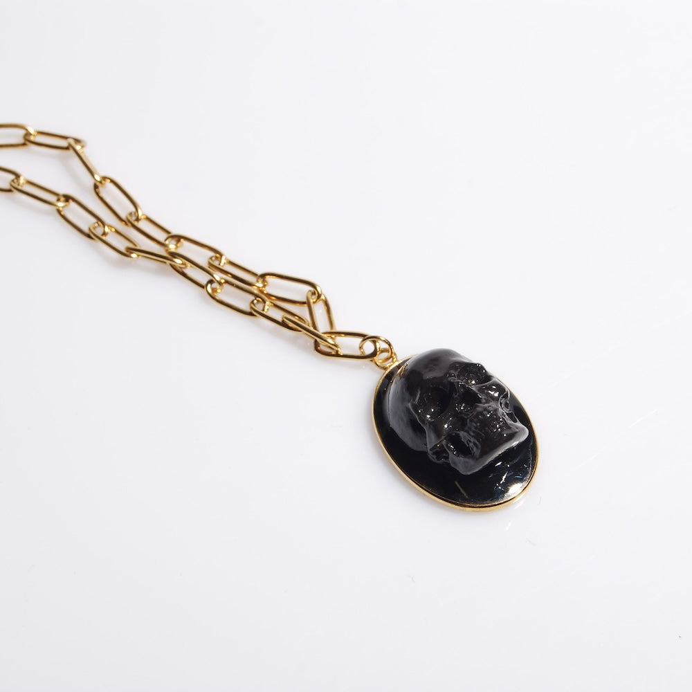 collana pendente teschio cammeo nero