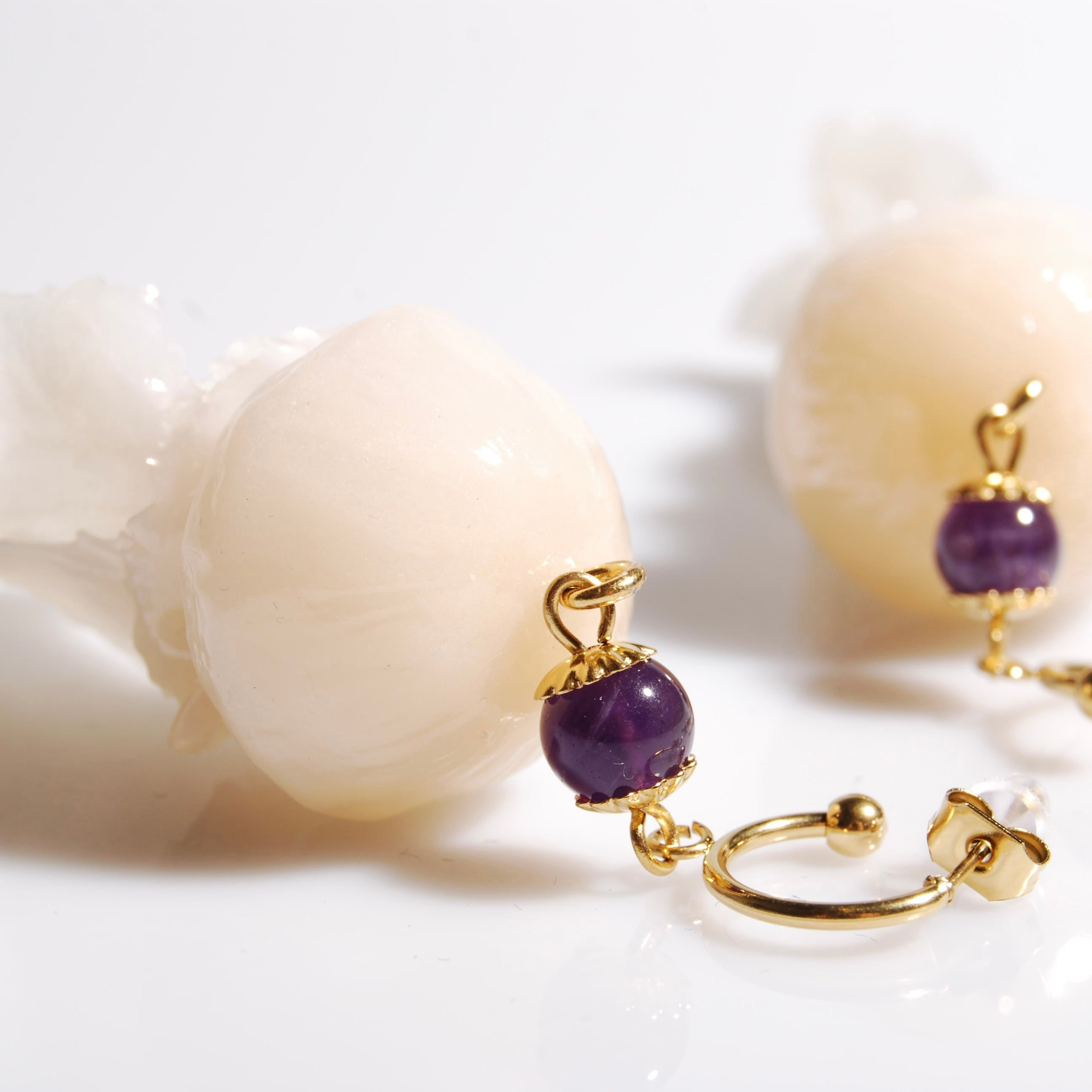 Orecchini Meduse - Cerchetto Aperto e Ametista