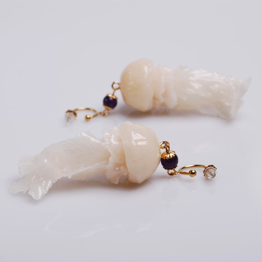 Orecchini Meduse - Cerchetto Aperto e Ametista