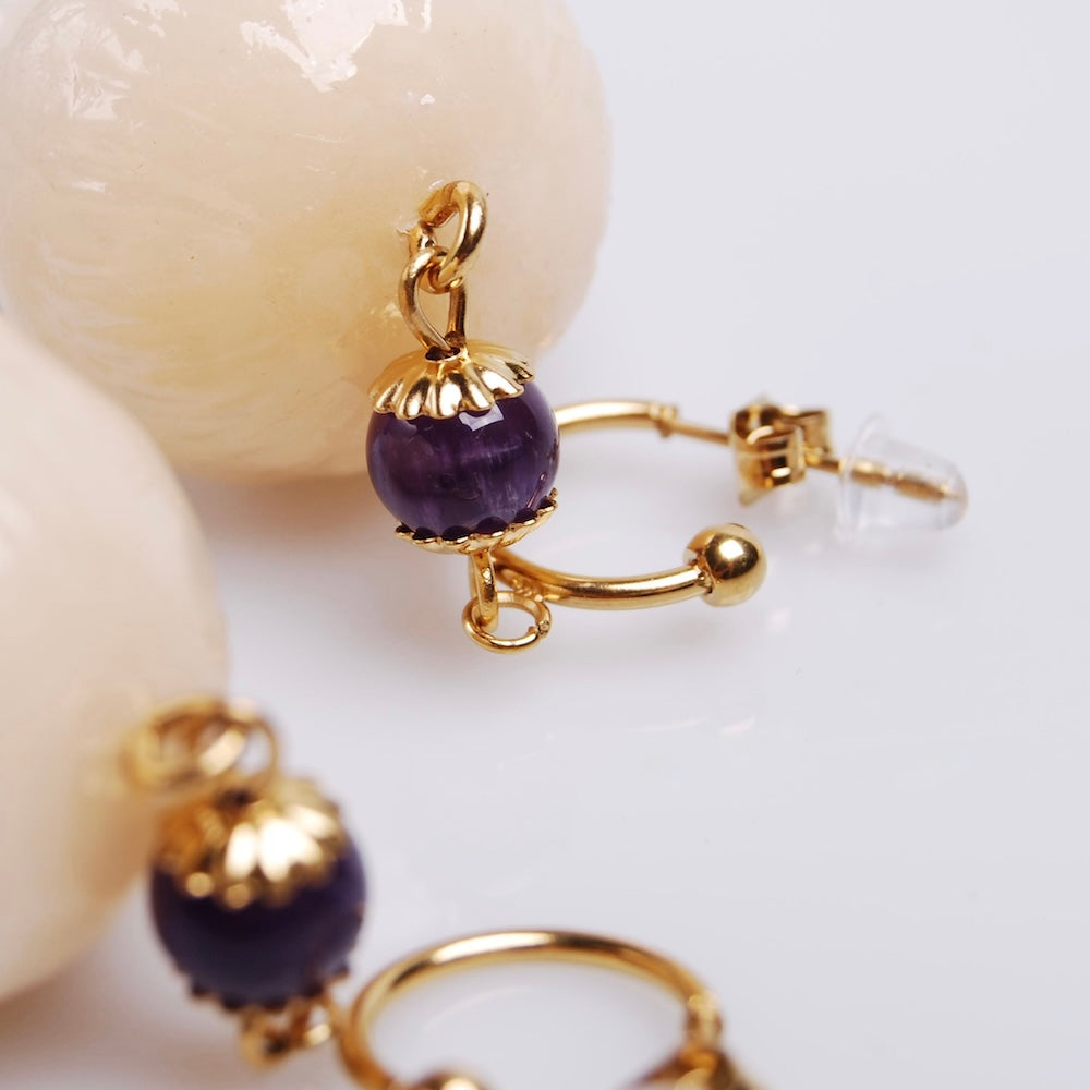 Orecchini Meduse - Cerchetto Aperto e Ametista