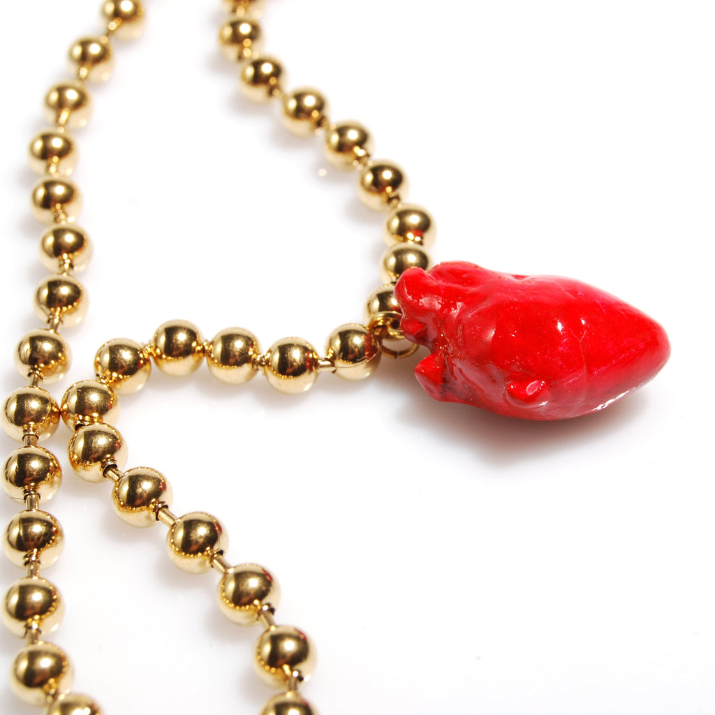 Collana Cuore Anatomico - Catena Maglie a Sfera