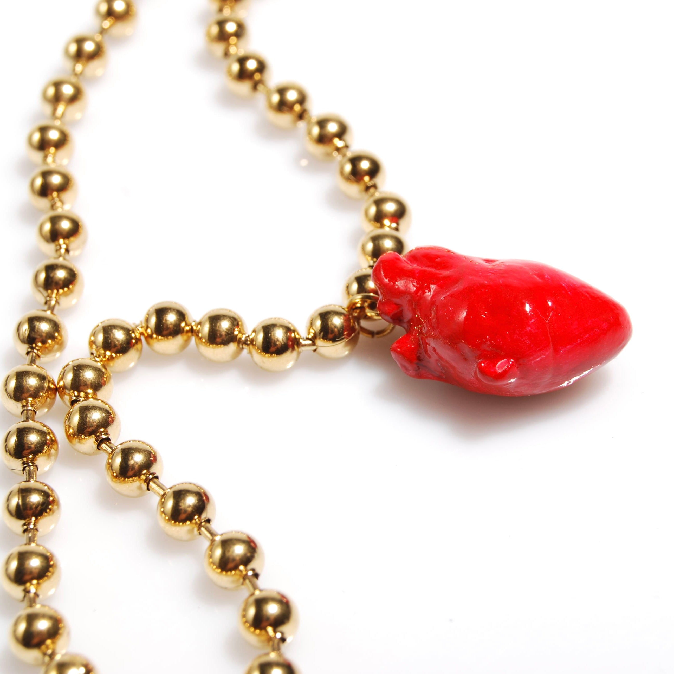 Collana Cuore Anatomico - Catena Maglie a Sfera