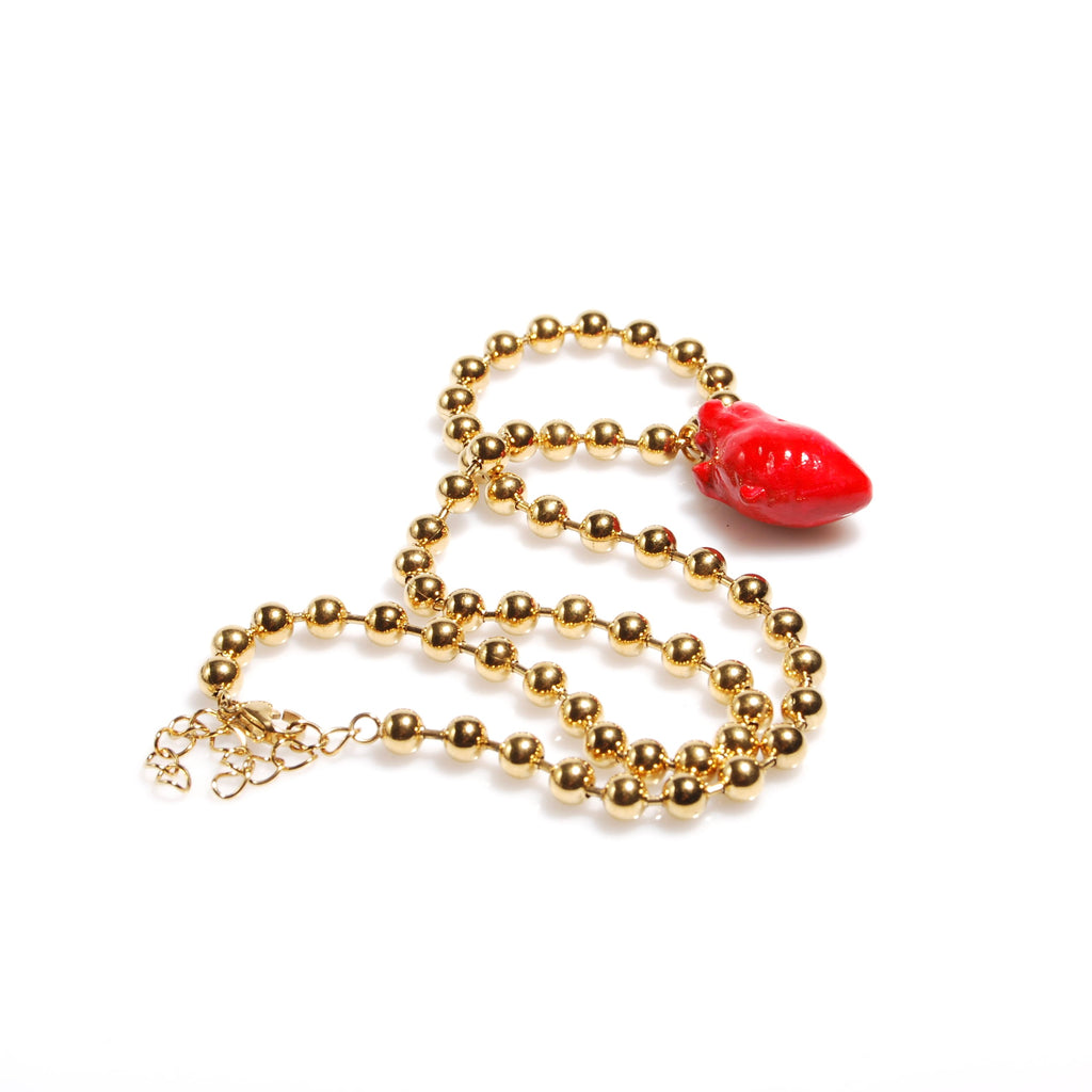 Collana Cuore Anatomico - Catena Maglie a Sfera