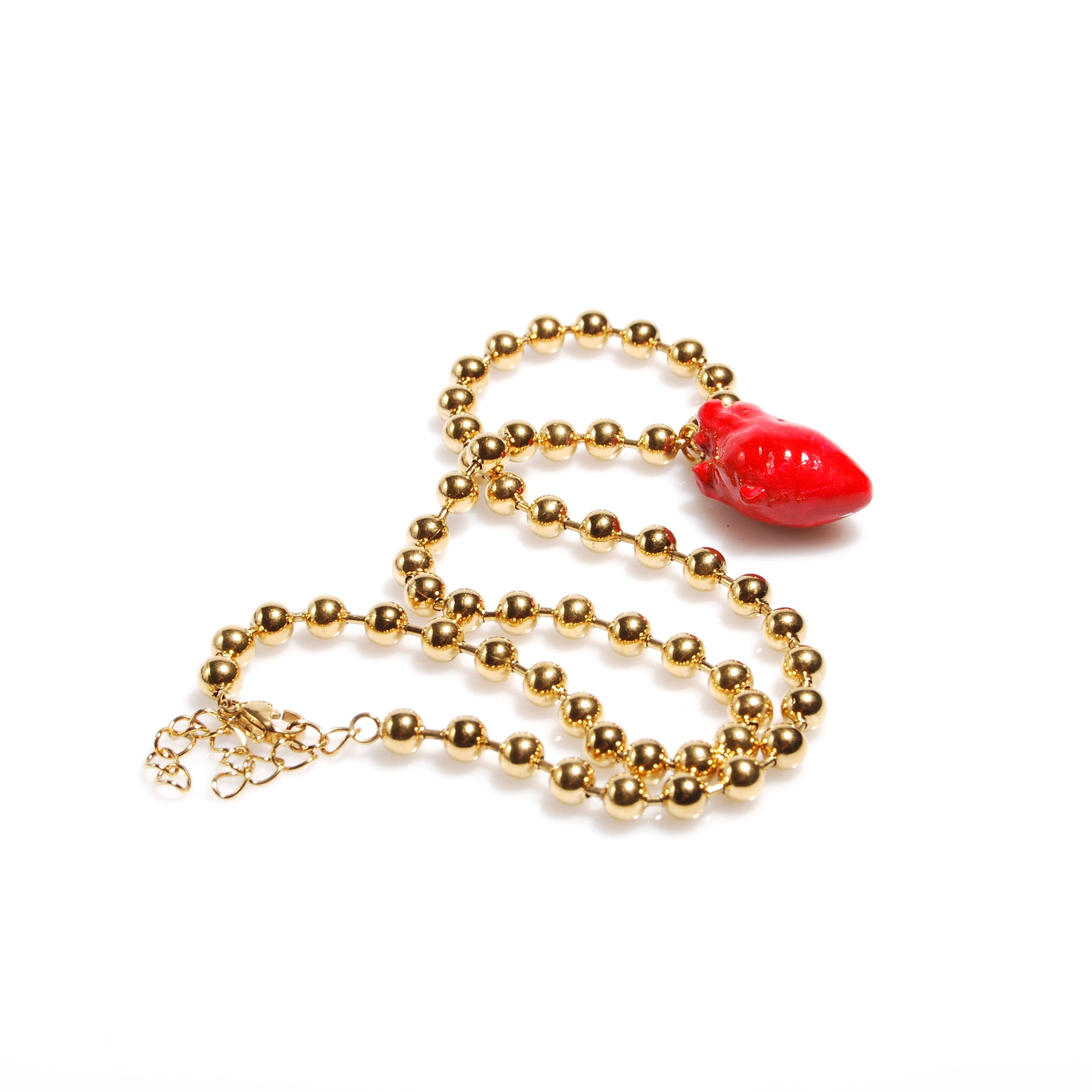 Collana Cuore Anatomico - Catena Maglie a Sfera