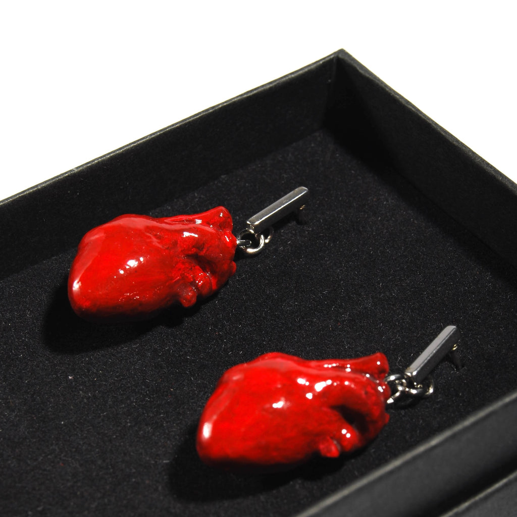 Orecchini Cuore Anatomico - Perno Rettangolare