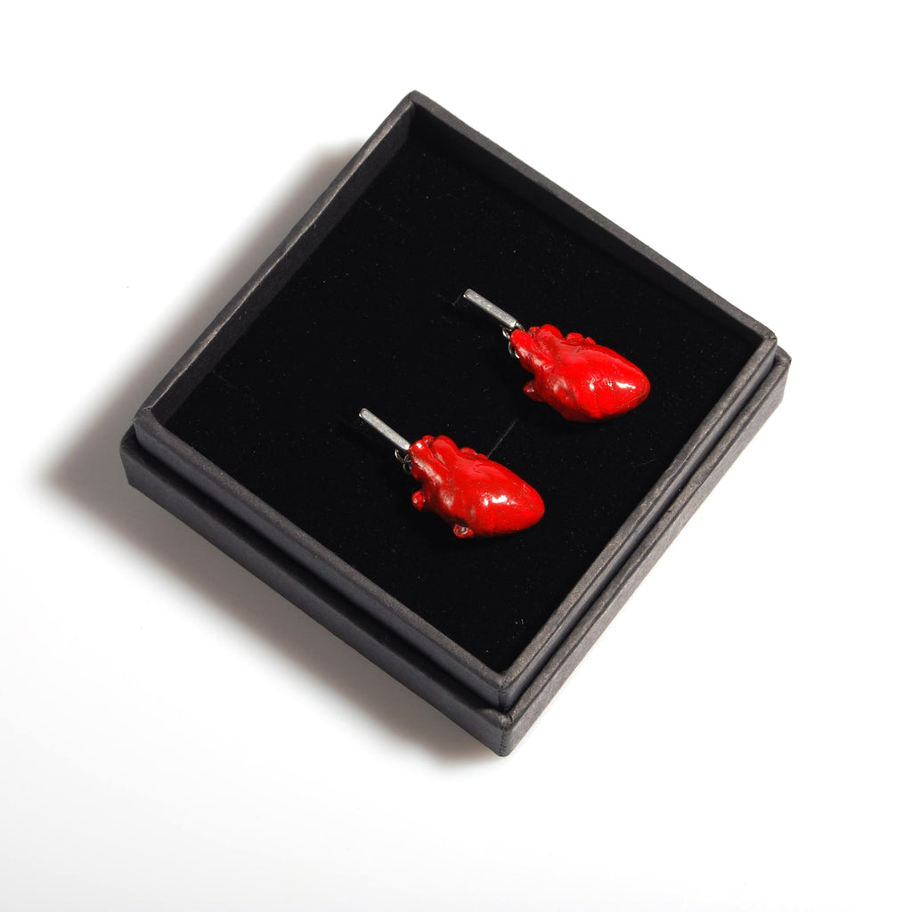 Orecchini Cuore Anatomico - Perno Rettangolare