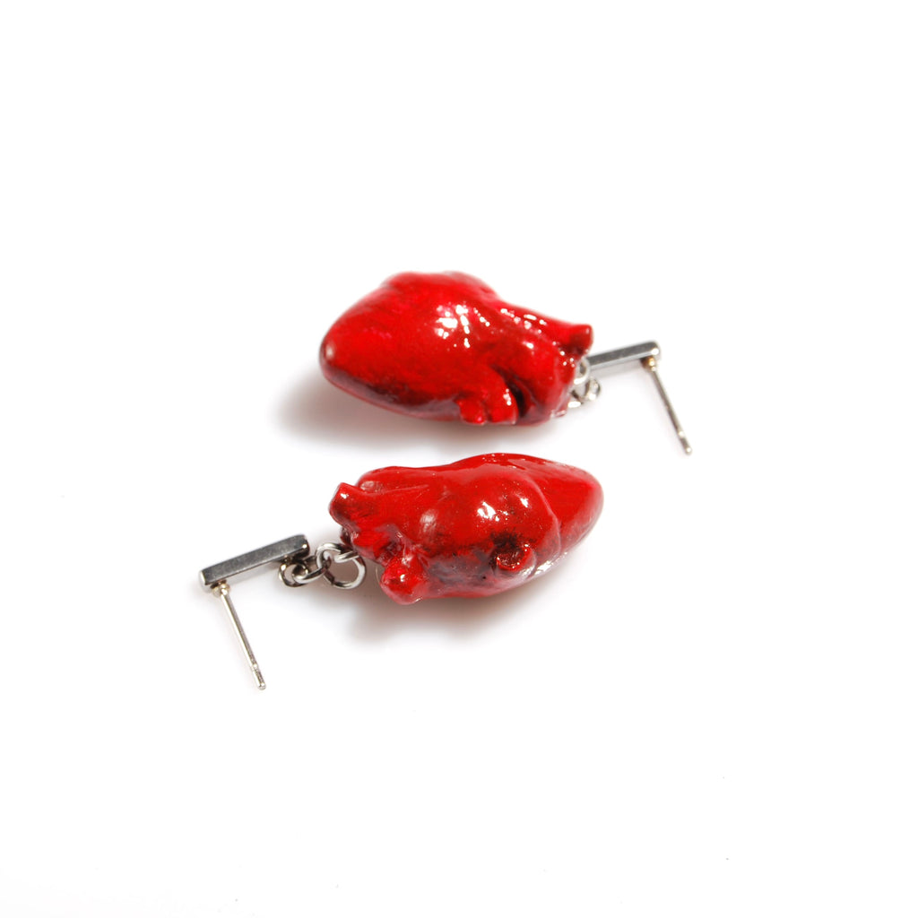 Orecchini Cuore Anatomico - Perno Rettangolare