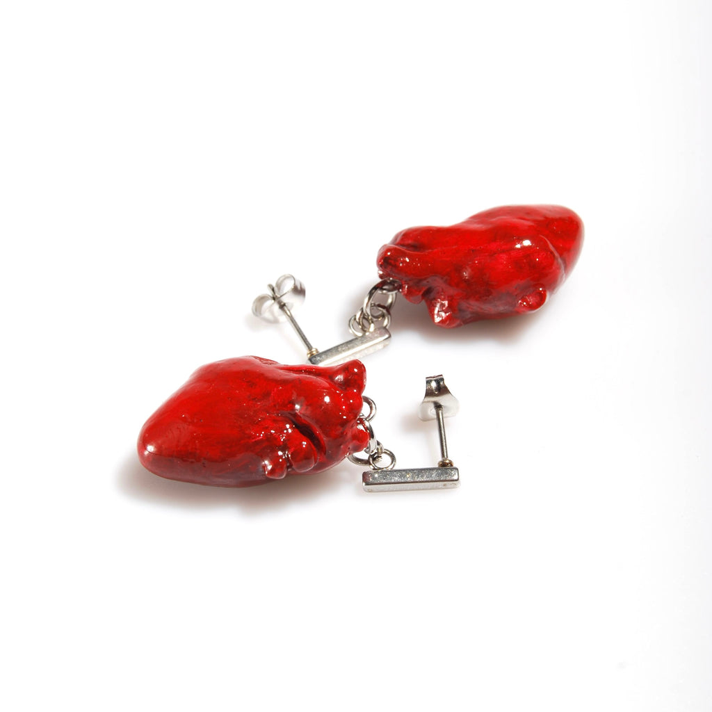 Orecchini Cuore Anatomico - Perno Rettangolare