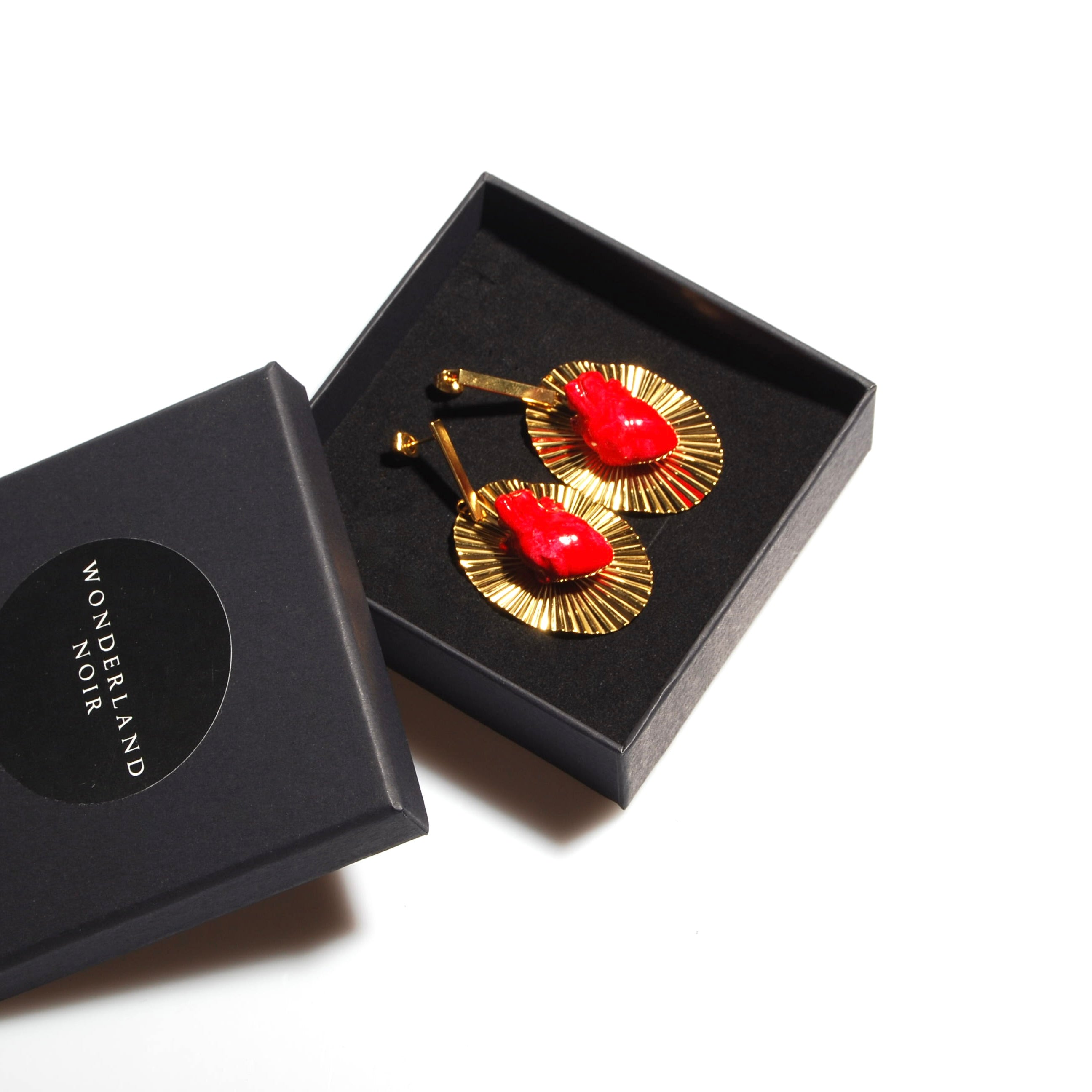 Orecchini Cuore Anatomico con Base - Perno Rettangolare