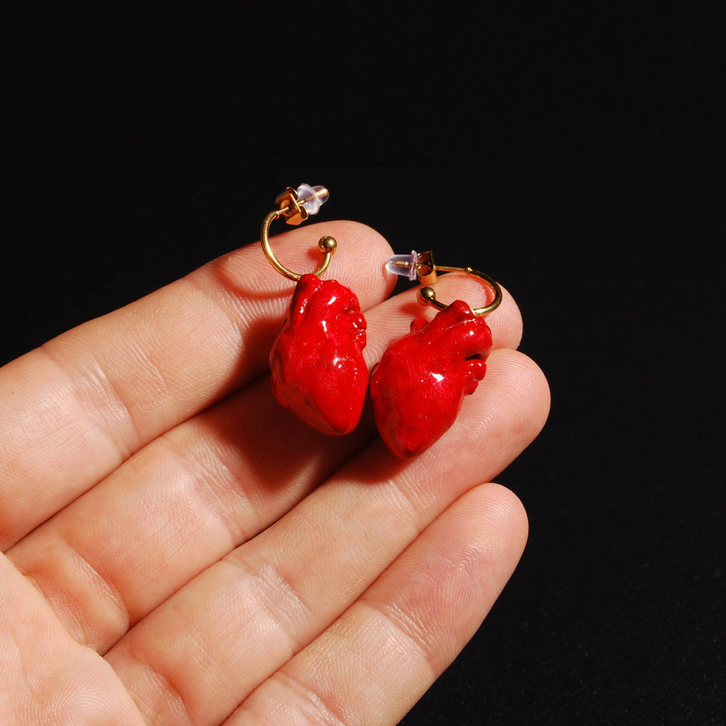 Orecchini Cuore Anatomico - Cerchietto Aperto