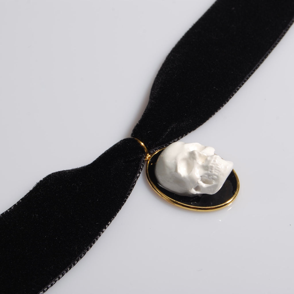 Choker Pendente Teschio Cameo - Velluto Nero