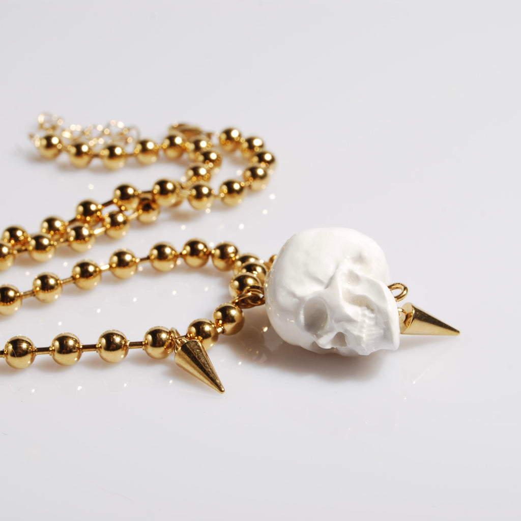 Collana Teschio con Punte - Catena Maglie a Sfera