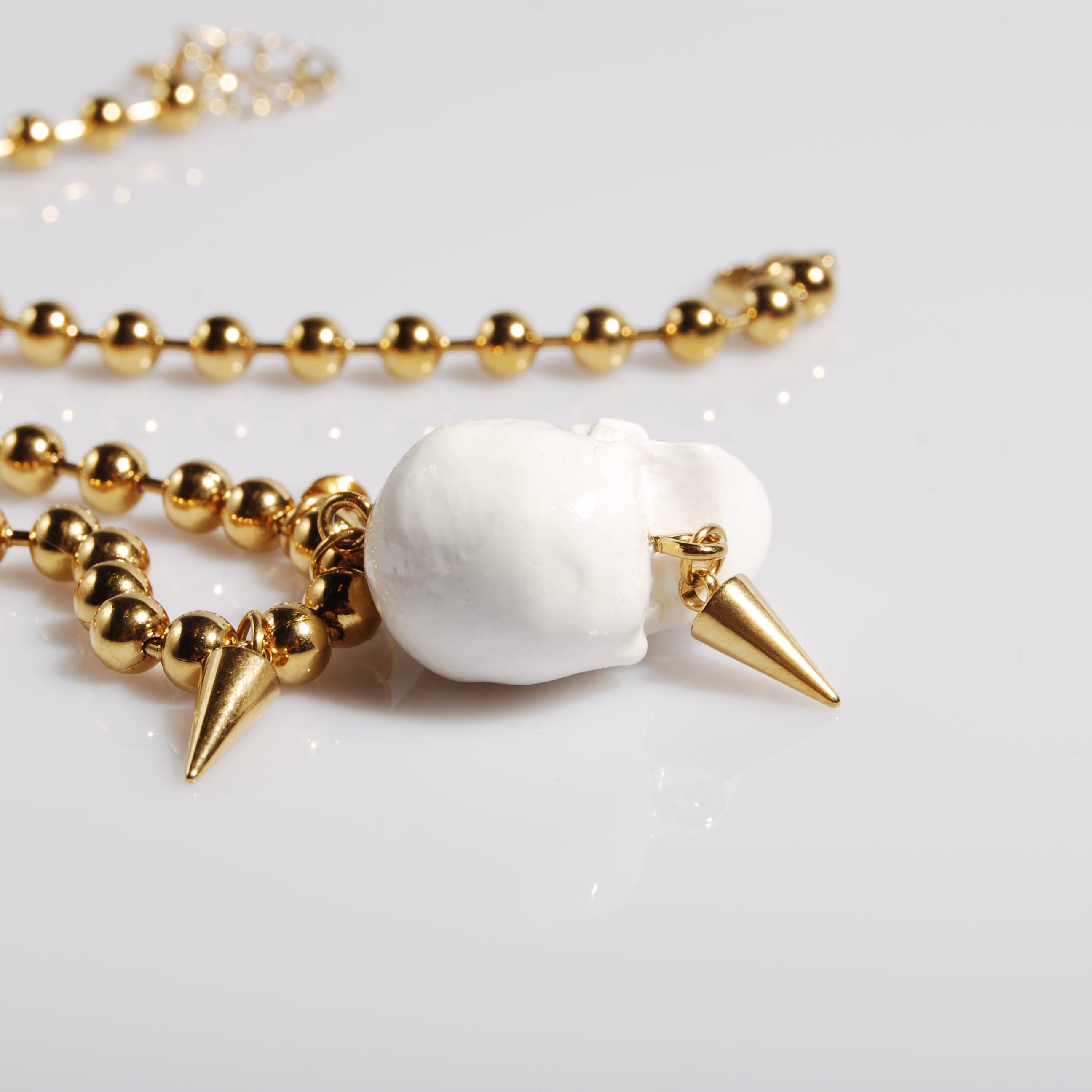 Collana Teschio con Punte - Catena Maglie a Sfera