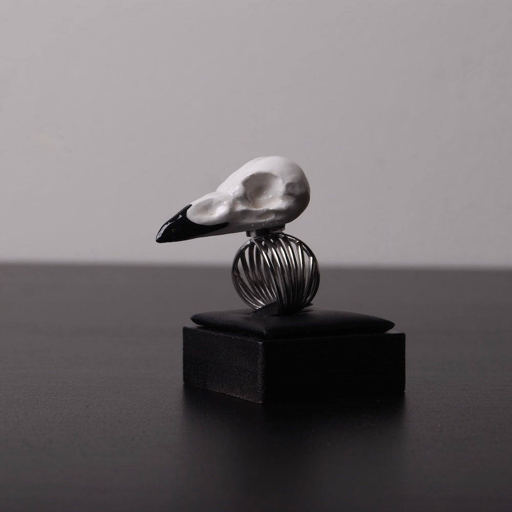 anello con teschio di corvo vista laterale