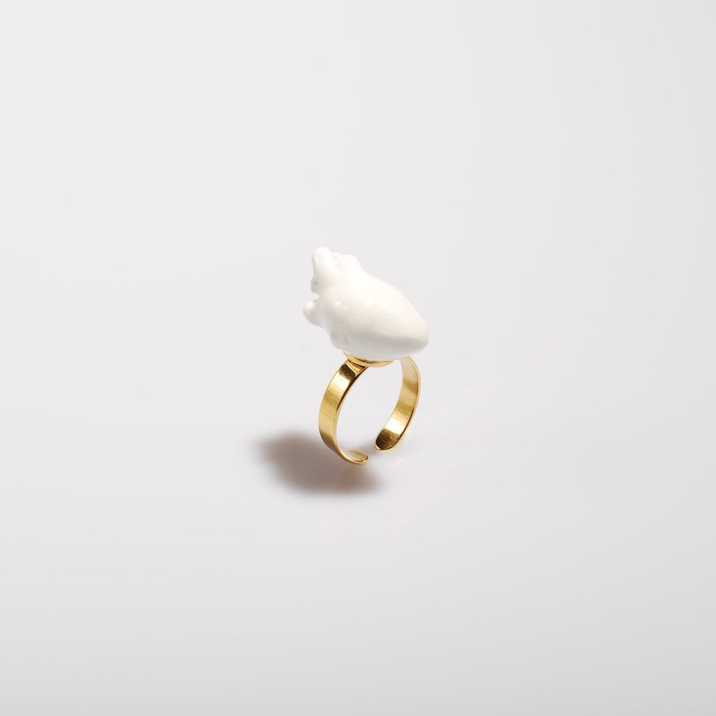 anello cuore anatomico bianco