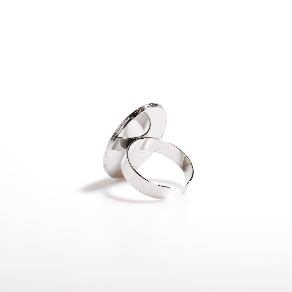 retro anello ovale in acciao inox