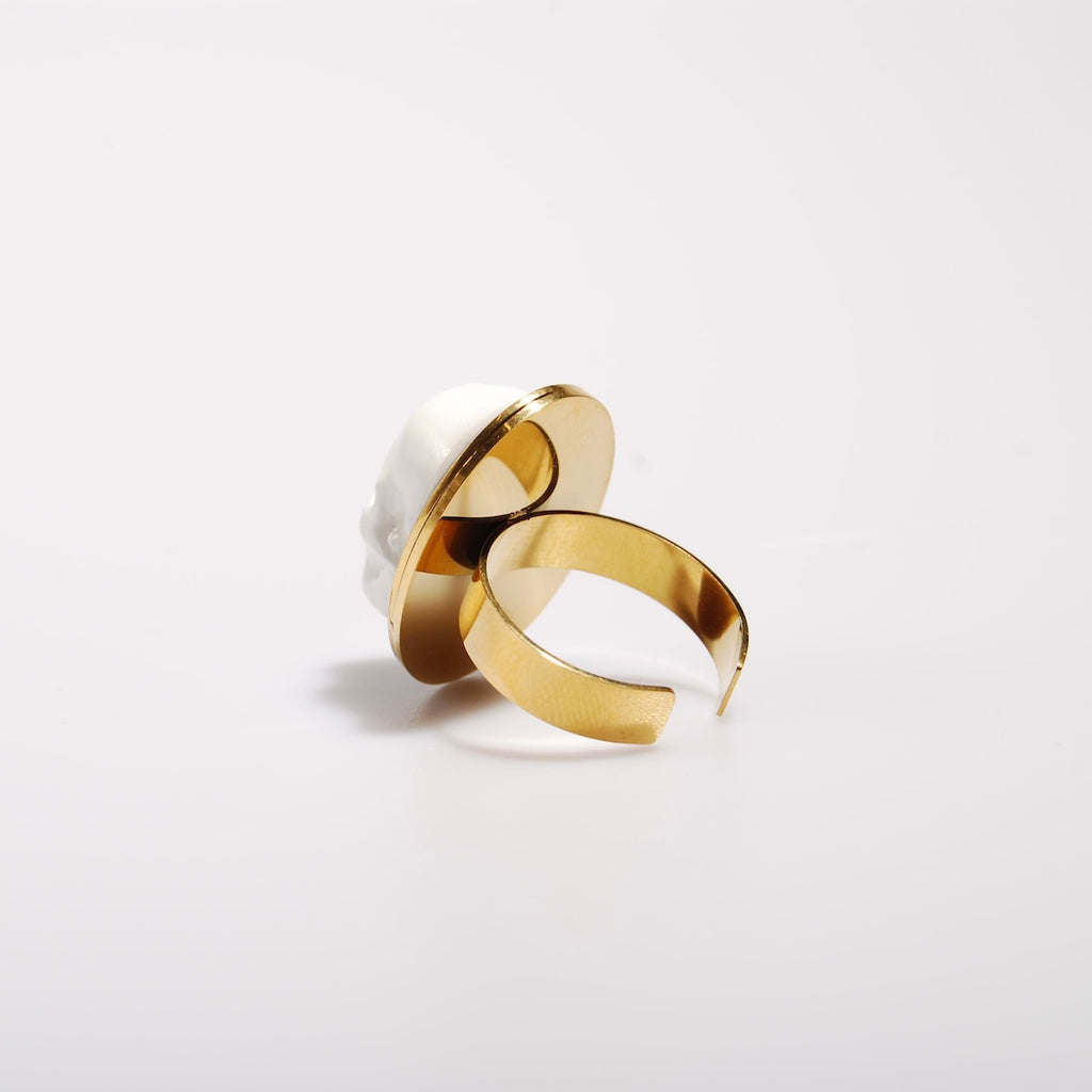 anello teschio cammeo, vista del retro della base