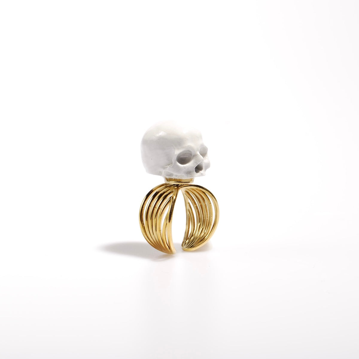 anello a banda larga con teschio grigio, vista 4/4