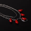 collana a catena doppia con 5 cuori anatomici pendenti